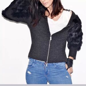 DOLCE CABO GRAY RABBIT FUR SWEATER. LIKE NEW!